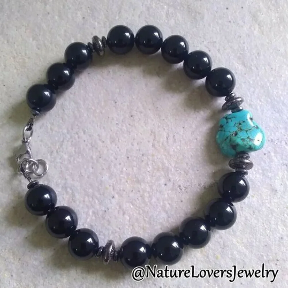 Big Man's Black Jasper + Magnesite Bracelet - Grounding Balance Stability